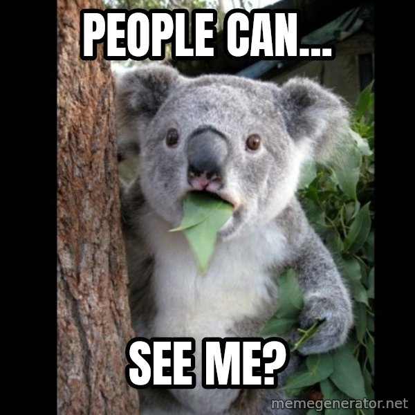 Koala can't believe it meme: People can... / See me?