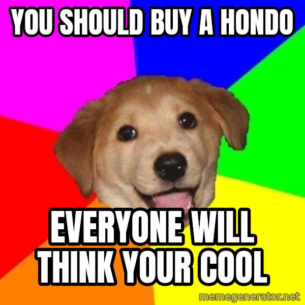 Advice Dog meme: yOU SHOULD BUY A HONDO / EVERYONE WILL THINK YOUR COOL