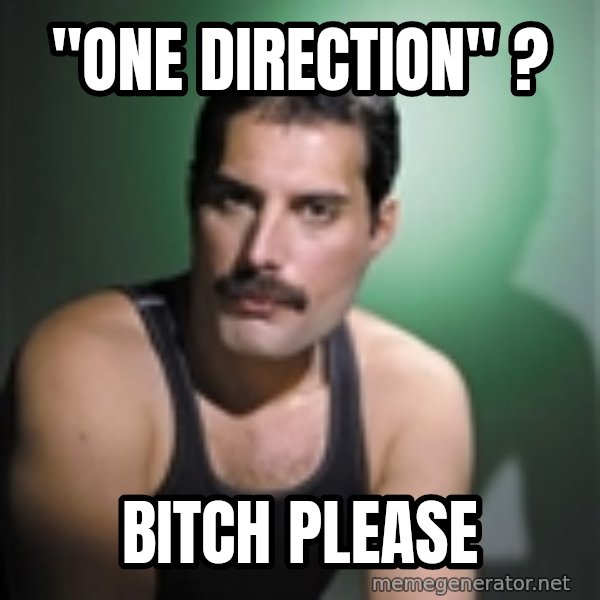 Freddie Mercury meme: "one direction" ? / bitch please