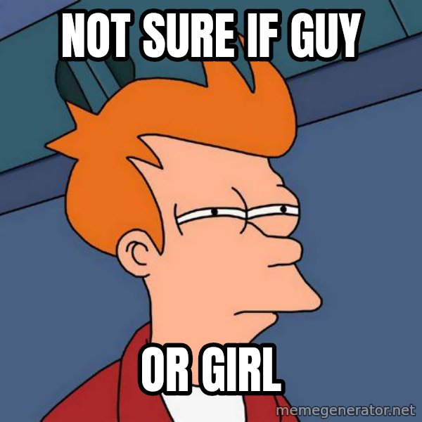 Futurama Fry meme: not sure if guy / or girl