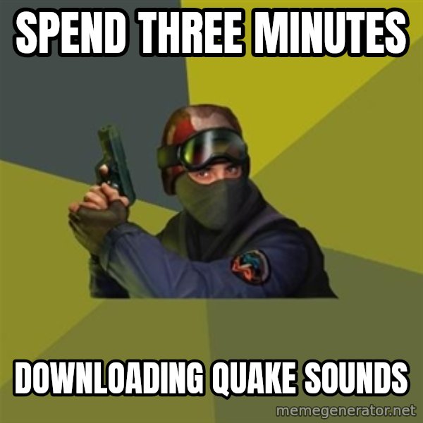 Counter Strike meme: Spend three minutes / downloading quake sounds