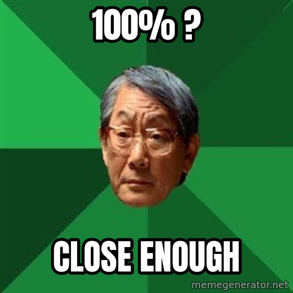 High Expectations Asian Father meme: 100% ? / Close enough