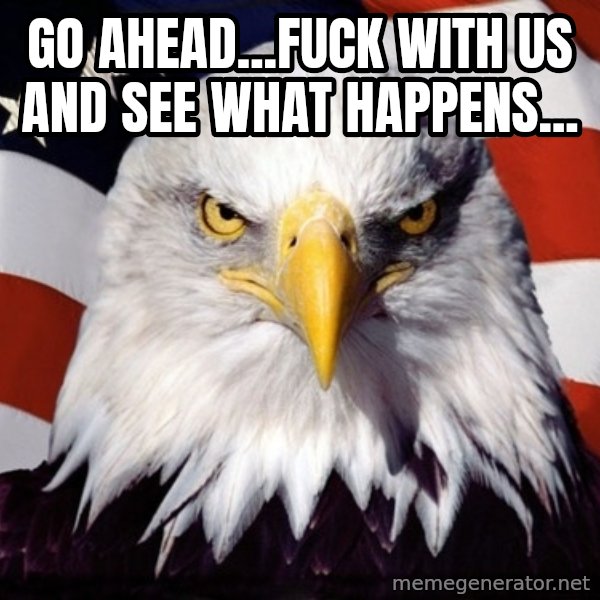 American Pride Eagle meme: Go ahead...fuck with us and see what happens...