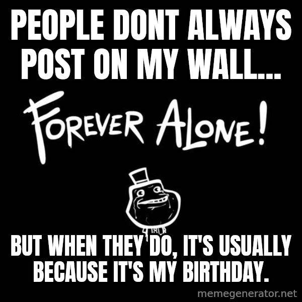 The Most Interesting Man In The World meme: people dont always post on my wall... / but when they do, it's usually because it's my birthday.