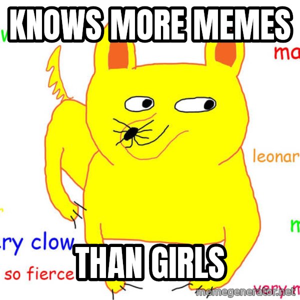 Forever Alone meme: Knows more memes / Than girls