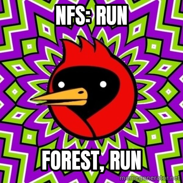 Omsk Crow meme: NFS: Run / forest, run
