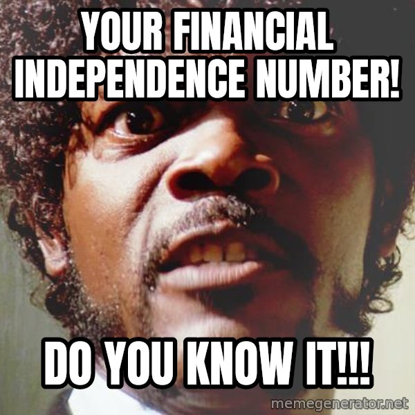 Mad Samuel L Jackson meme: your financial independence number! / do you know it!!!