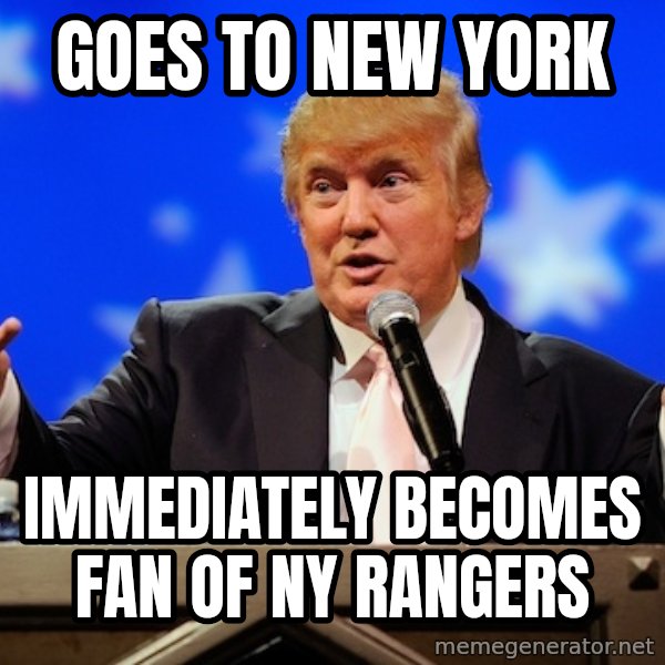 Annoying Facebook Girl meme: Goes to new york / immediately becomes fan of NY Rangers