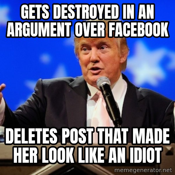 Annoying Facebook Girl meme: gets destroyed in an argument over Facebook / deletes post that made her look like an idiot
