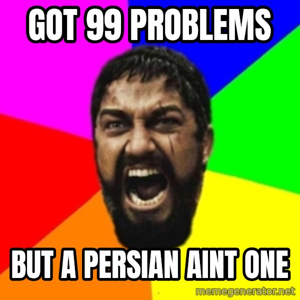 sparta meme: Got 99 problems / But a persian aint one