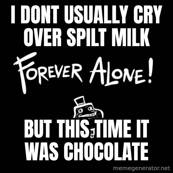 The Most Interesting Man In The World meme: I dont Usually cry over spilt milk / but this time it was chocolate