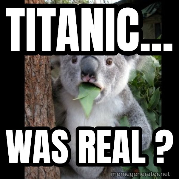 Koala can't believe it meme: Titanic... / was real ?