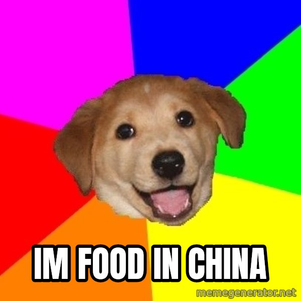 Advice Dog meme: IM FOOD IN CHINA