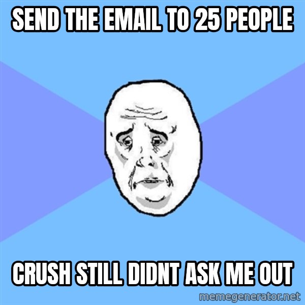 Okay Guy meme: send the email to 25 people / crush still didnt ask me out