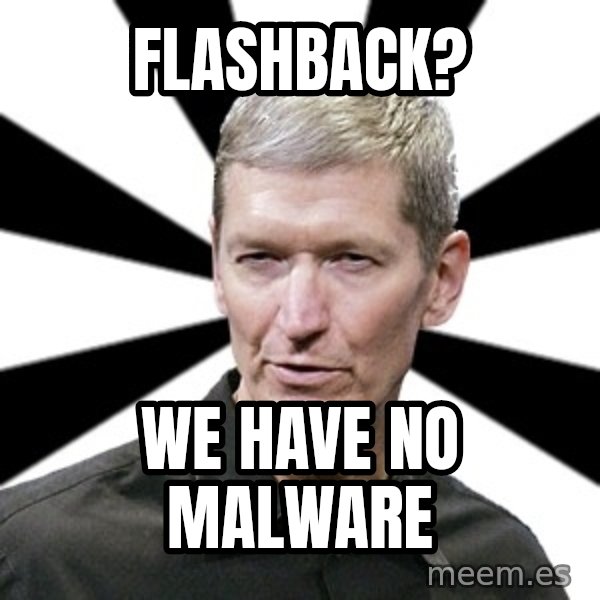 Tim Cook Time meme: flashback? / we have no malware