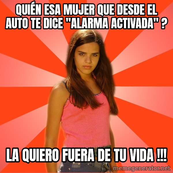 Jealous Girl meme: quién esa mujer que desde el auto te dice "alarma activada" ? / la quiero fuera de tu vida !!!