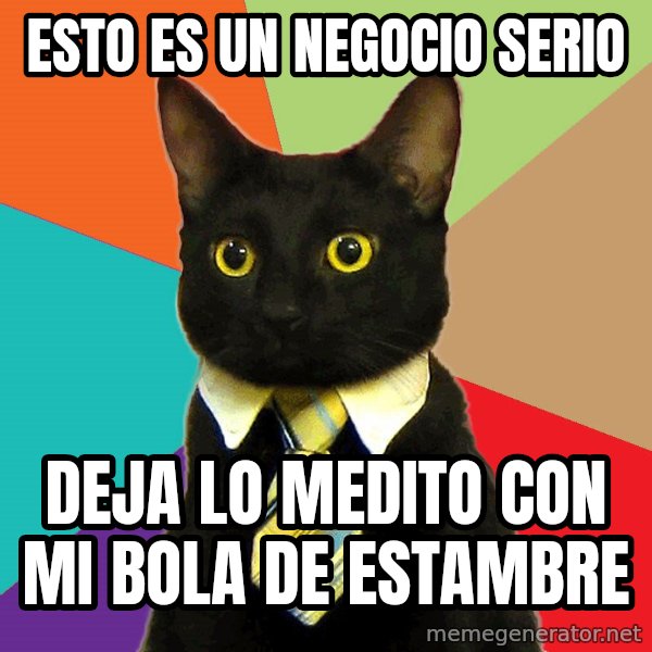 Business Cat meme: esto  es un negocio serio / deja lo medito  con mi bola de estambre