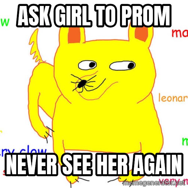Forever Alone meme: ask girl to prom / never see her again
