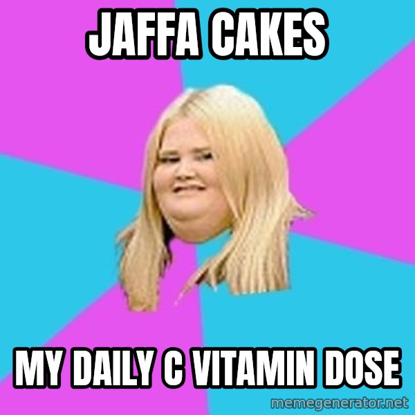 Fat Girl meme: Jaffa cakes / my daily c vitamin dose