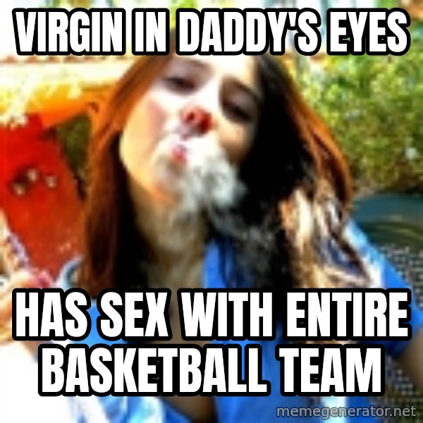 Good Girl Ana meme: Virgin in daddy's eyes / Has sex with entire basketball team