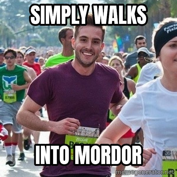 Ridiculously photogenic guy (Zeddie) meme: simply walks / into mordor