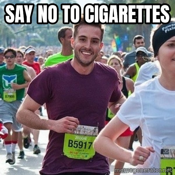Ridiculously photogenic guy (Zeddie) meme: say no to cigarettes