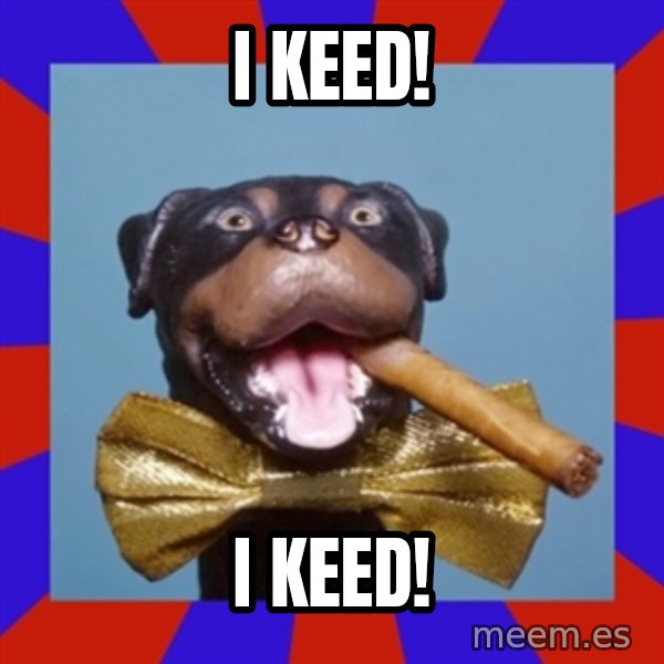 Triumph the Insult Comic Dog meme: I KEED! / I KEED!