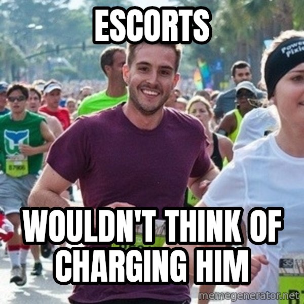 Ridiculously photogenic guy (Zeddie) meme: escorts / wouldn't think of  charging him