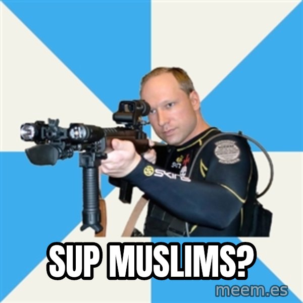 Anders Breivik Scuba meme: Sup muslims?