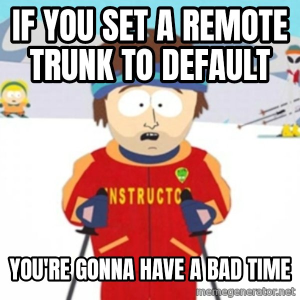 Bad time ski instructor 1 meme: If You Set a remote trunk to default / You're gonna have a bad time