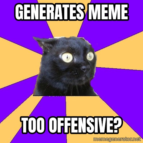Anxiety Cat meme: generates meme / too offensive?