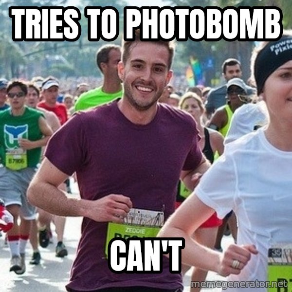 Ridiculously photogenic guy (Zeddie) meme: tries to photobomb / can't