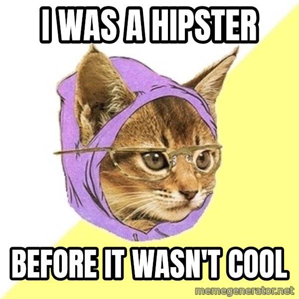 Hipster Kitty meme: I was a hipster / before it wasn't cool