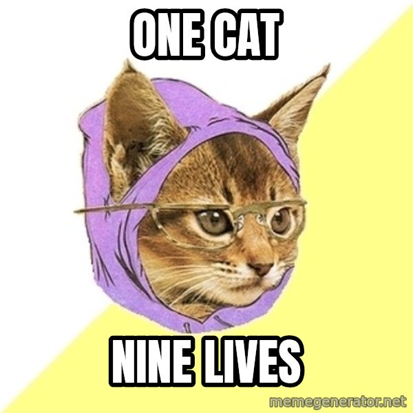 Hipster Kitty meme: One cat / nine lives