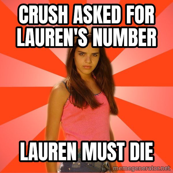 Jealous Girl meme: Crush asked for Lauren's Number / Lauren must die