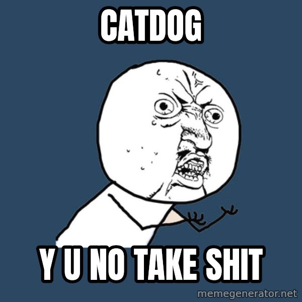 Y U No meme: Catdog / y u no take shit