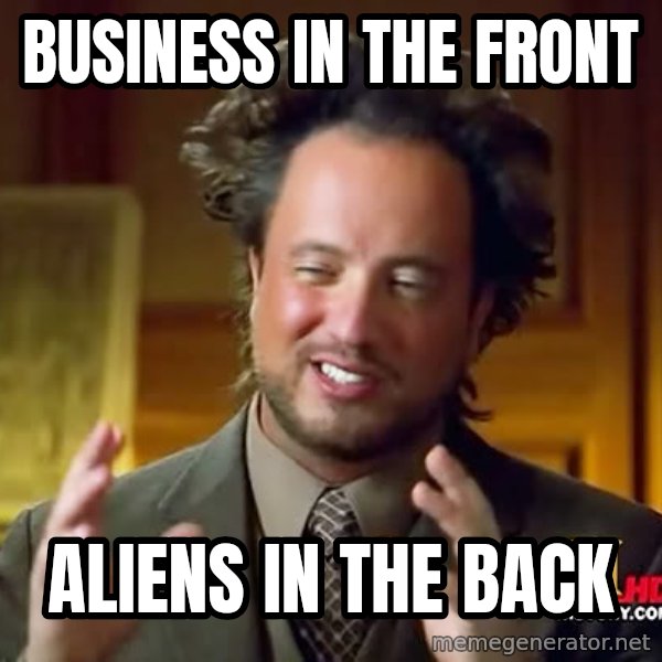 Giorgio A Tsoukalos Hair meme: Business in the front / aliens in the back