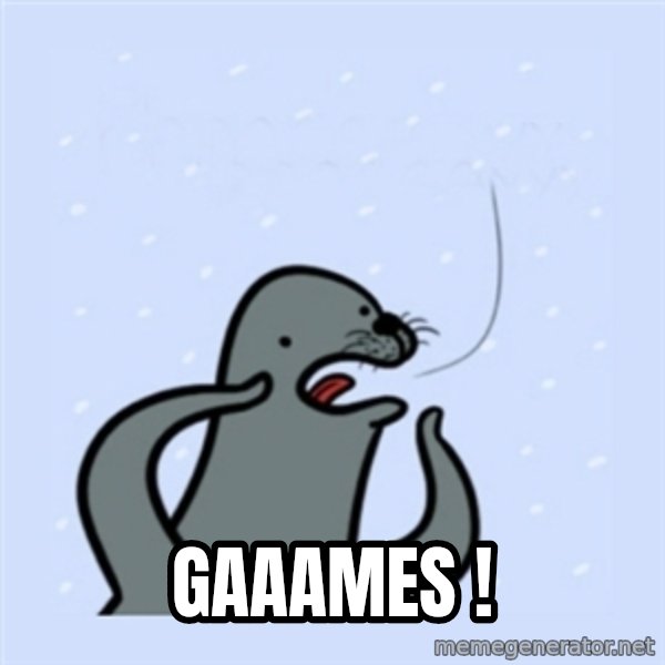 gay seal meme: GAAAMES !