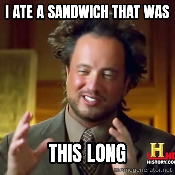 Giorgio A Tsoukalos Hair meme: I ate a sandwich that was / this long
