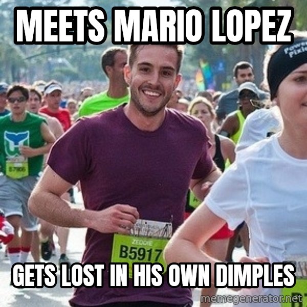 Ridiculously photogenic guy (Zeddie) meme: meets mario lopez / gets lost in his own dimples