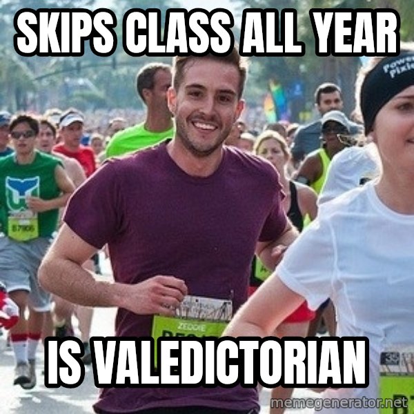 Ridiculously photogenic guy (Zeddie) meme: SKIPS CLASS ALL YEAR / IS VALEDICTORIAN