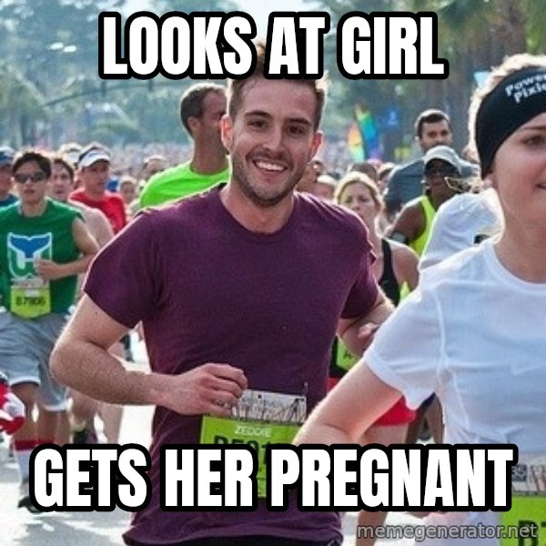 Ridiculously photogenic guy (Zeddie) meme: Looks at girl / gets her pregnant