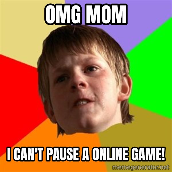 Angry School Boy meme: OMG MOM / i can't pause a online game!