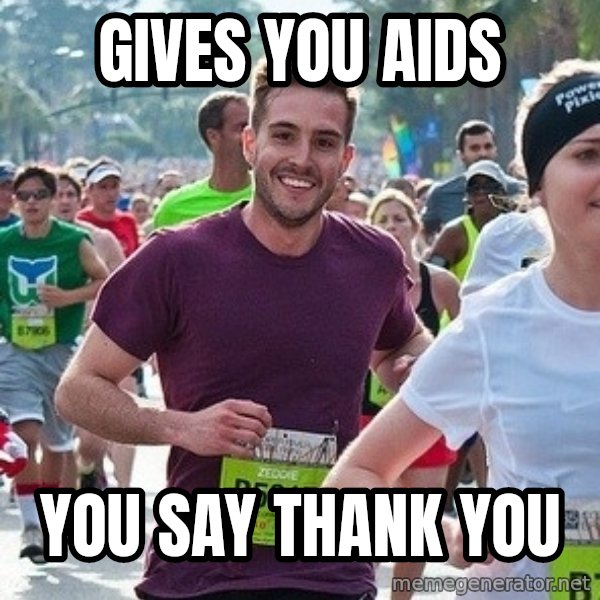 Ridiculously photogenic guy (Zeddie) meme: Gives you aids / you say thank you