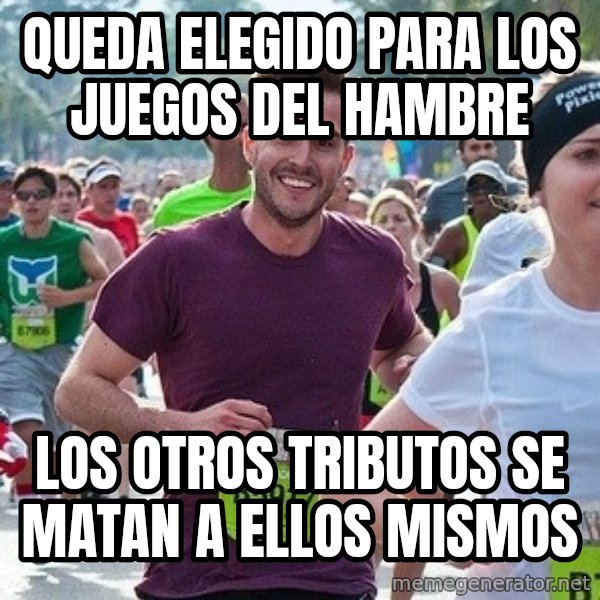 Ridiculously photogenic guy (Zeddie) meme: Queda elegido para los juegos del hambre / los otros tributos se matan a ellos mismos