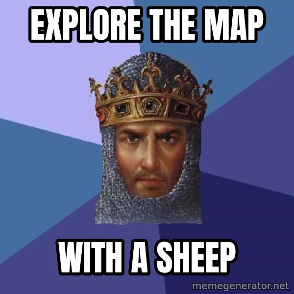 Age Of Empires meme: explore the map / with a sheep