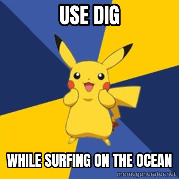 Pokemon Logic  meme: use dig / while surfing on the ocean