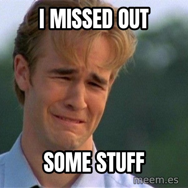Crying Man meme: I missed out / some stuff