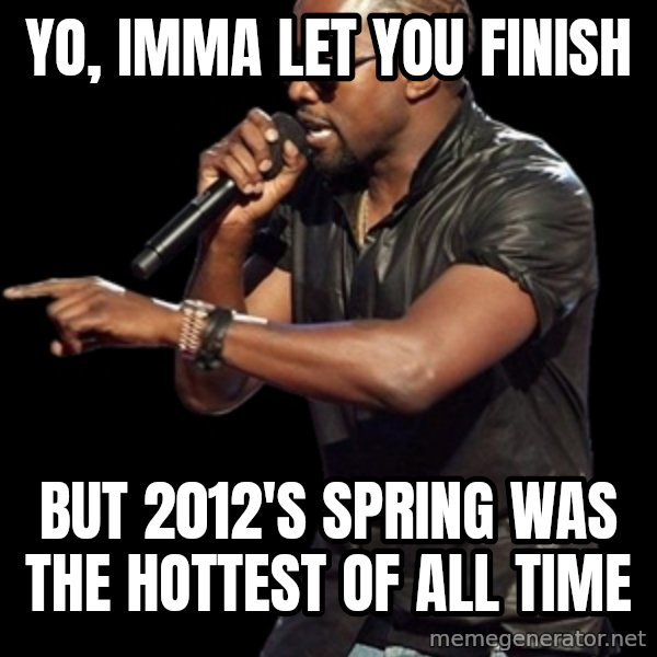 Kanye West meme: Yo, imma let you finish / but 2012's spring was the hottest of all time