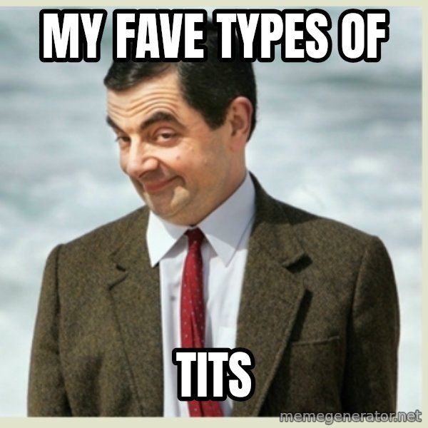 MR bean meme: My fave types of / Tits